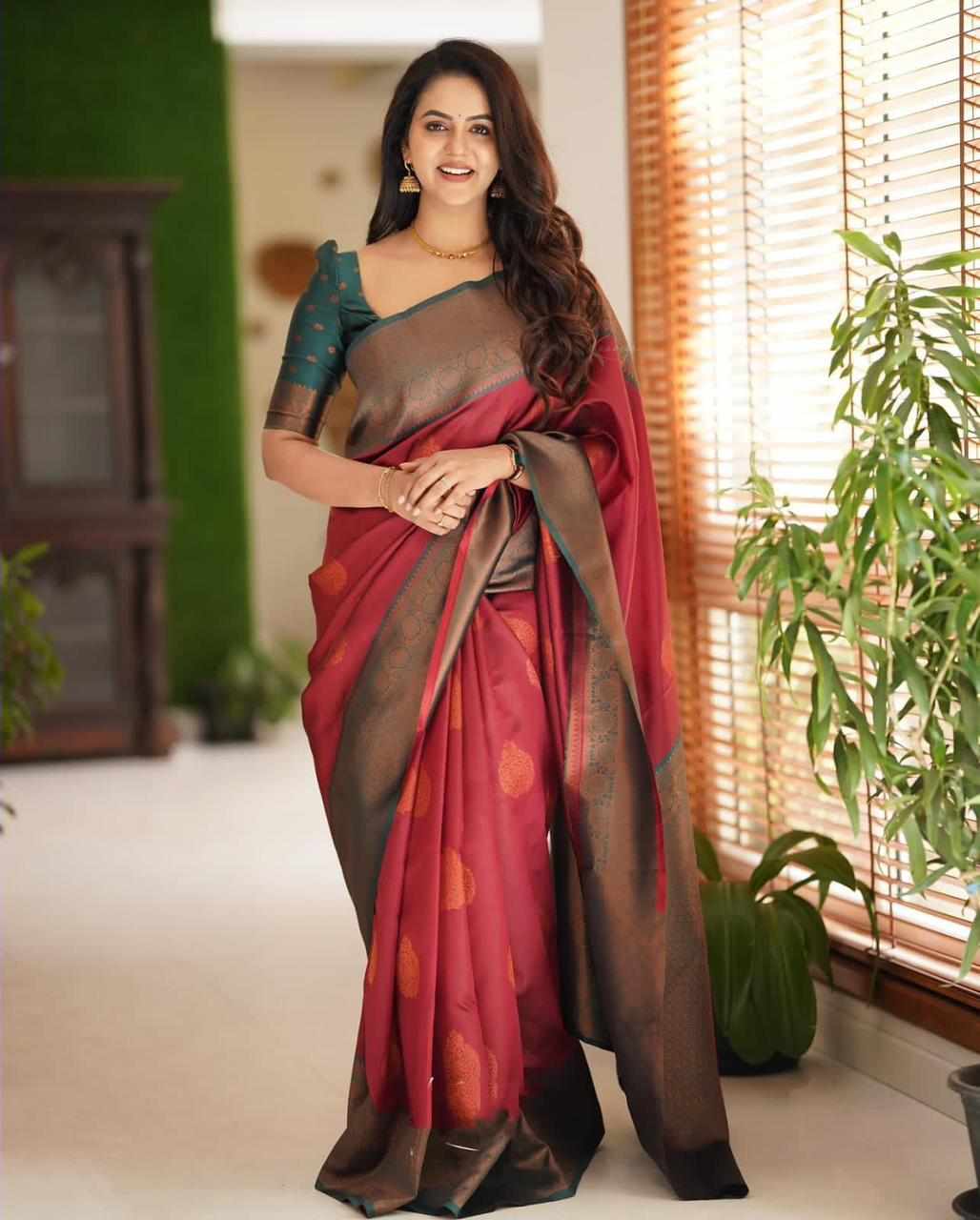 MF 53 MARRON SOFT LICHI SILK SAREE